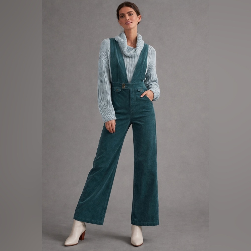 Pilcro Deep-V Corduroy Jumpsuit by Anthropologie (Pilcro) – Size 26